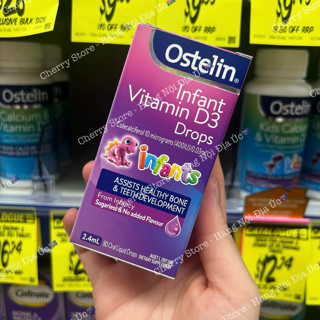 (Đủ Bill Úc) Ostelin Infant Vitamin D3 Drops 400IU Cho Trẻ Sơ Sinh | Vitamin D3 Úc Chính Hãng
