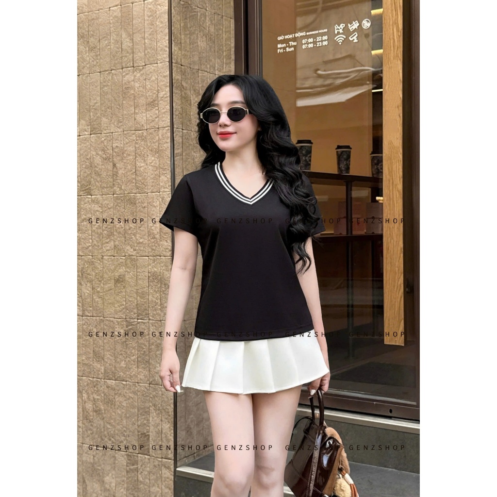 Áo Thun Nữ CỔ TIM PHÓI MÀU Xinh Xắn Form BabyTee Vừa Vặn BST26 | BigBuy360 - bigbuy360.vn