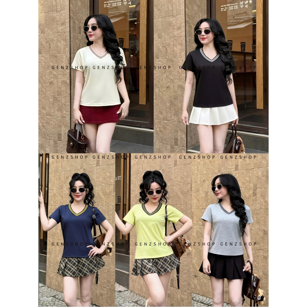Áo Thun Nữ CỔ TIM PHÓI MÀU Xinh Xắn Form BabyTee Vừa Vặn BST26 | BigBuy360 - bigbuy360.vn