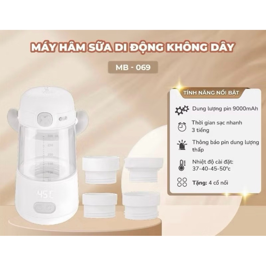 Máy hâm sữa di động không dây MOAZ BÉBÉ MB069 MB-069