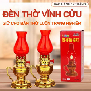 Combo 2 Đèn thờ vĩnh cửu dùng pin không khói, đèn dầu điện,đèn thờ cúng kiểu đèn dầu dùng pin