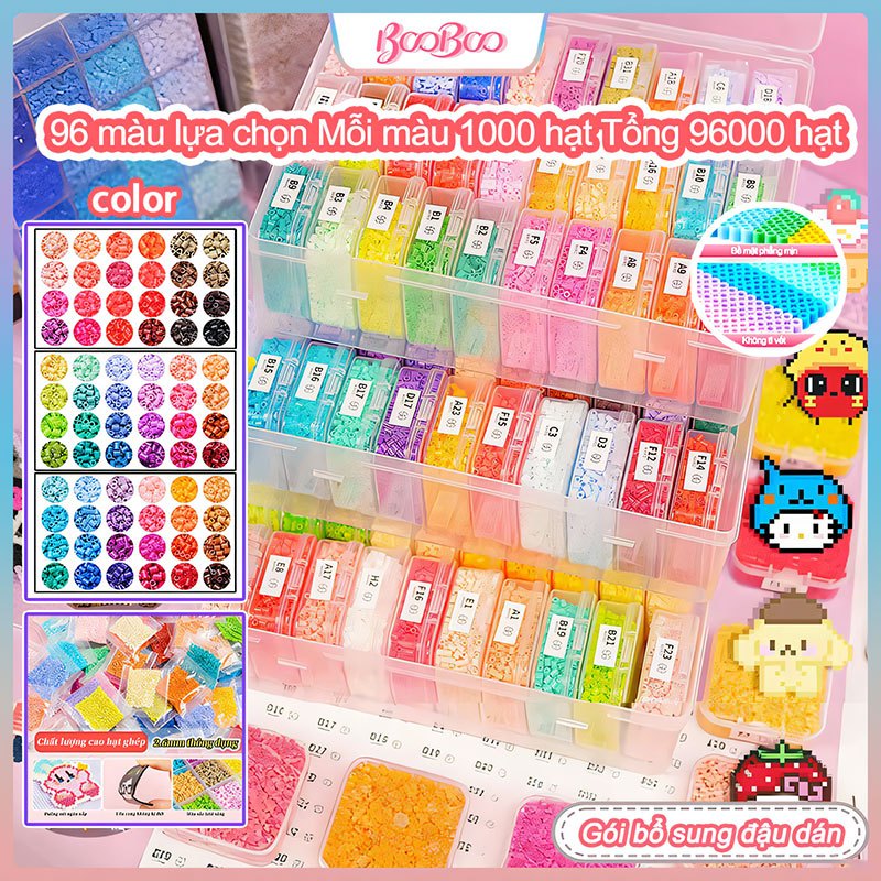 【Hạt xếp hình 2.6mm Bộ bổ sung】24000 hạt cao cấp nhẵn mịn không tì vết - 240g kèm hộp đựng DIY