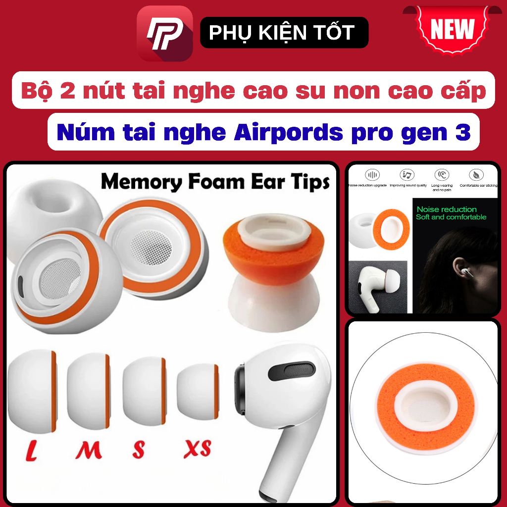 [NÚM PREMIUM AP PRO GEN 3] Bộ 2 núm tai nghe bọt biển cao cấp dành riêng cho airpords pro gen 3