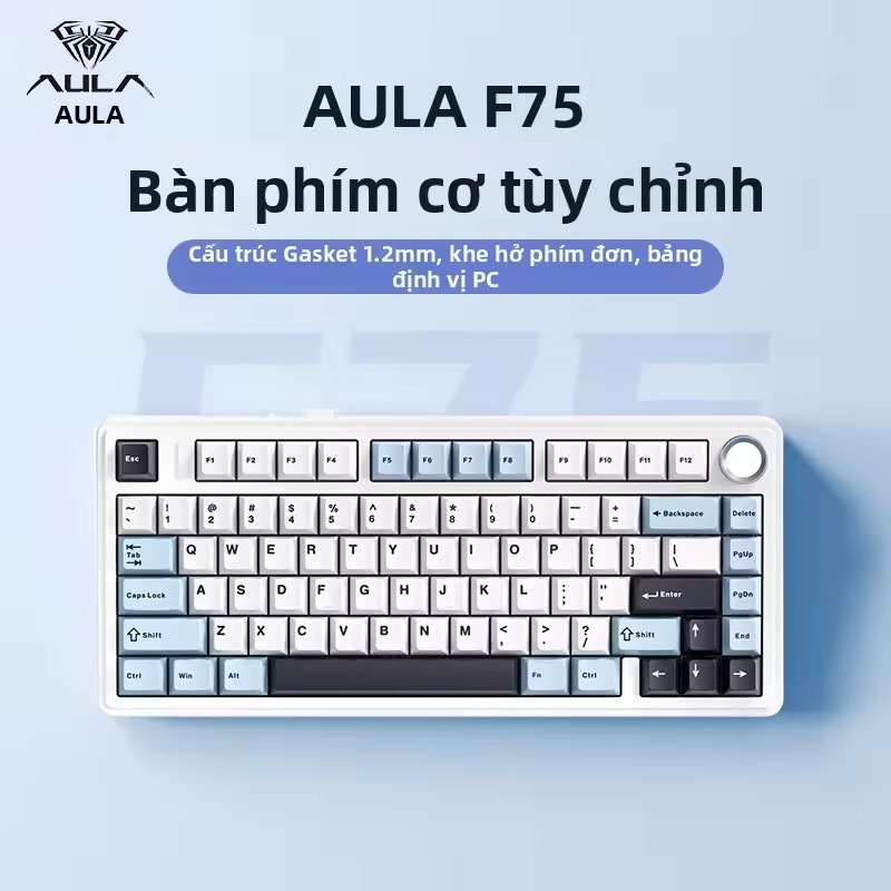 [JAHC] Bàn phím cơ gaming AULA F75 ( 3 mode, Led RGB, núm xoay)
