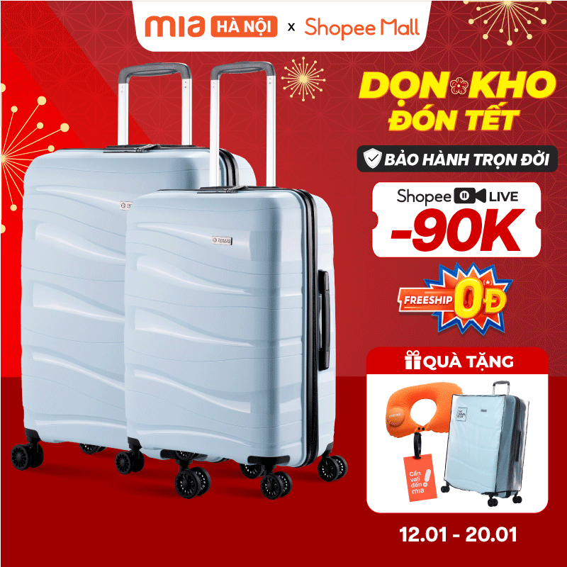 Combo 2 Vali Kéo MIA Pisani LANI - Size 20/24/28 Nhựa PP Siêu Bền, Hạn Chế Bể Vỡ - Bảo Hành Trọn Đời