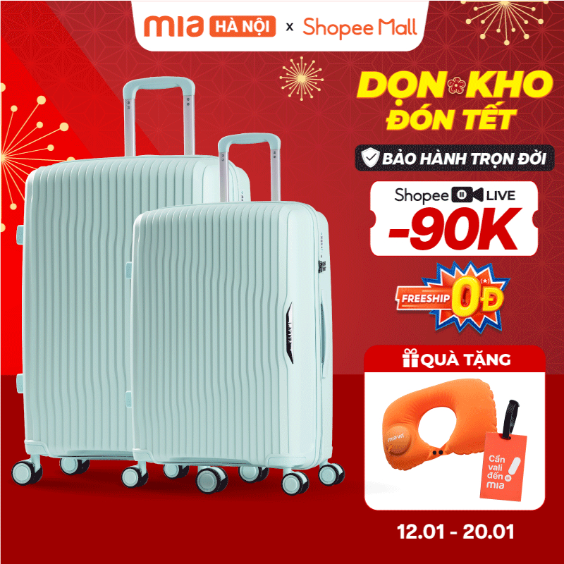 Combo 2 Vali Kéo MIA Du Lịch ROTA - Size 20/24/28, Nhựa PP Hạn Chế Bể Vỡ, Chống Va Đập, Bảo Hành Trọ