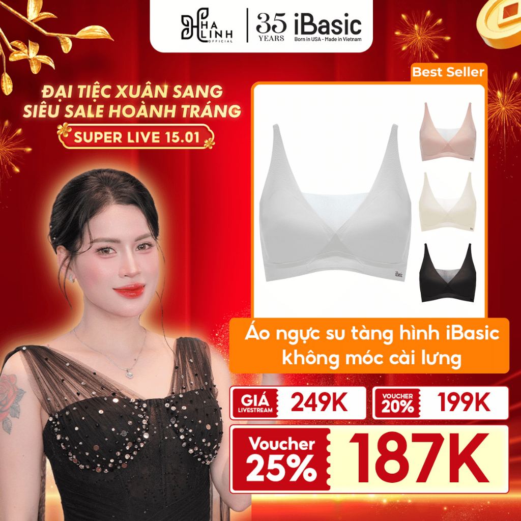 [VHL x iBasic] Áo ngực nữ su tàng hình không đường may iBasic mút mỏng phối lưới bralette không lộ v