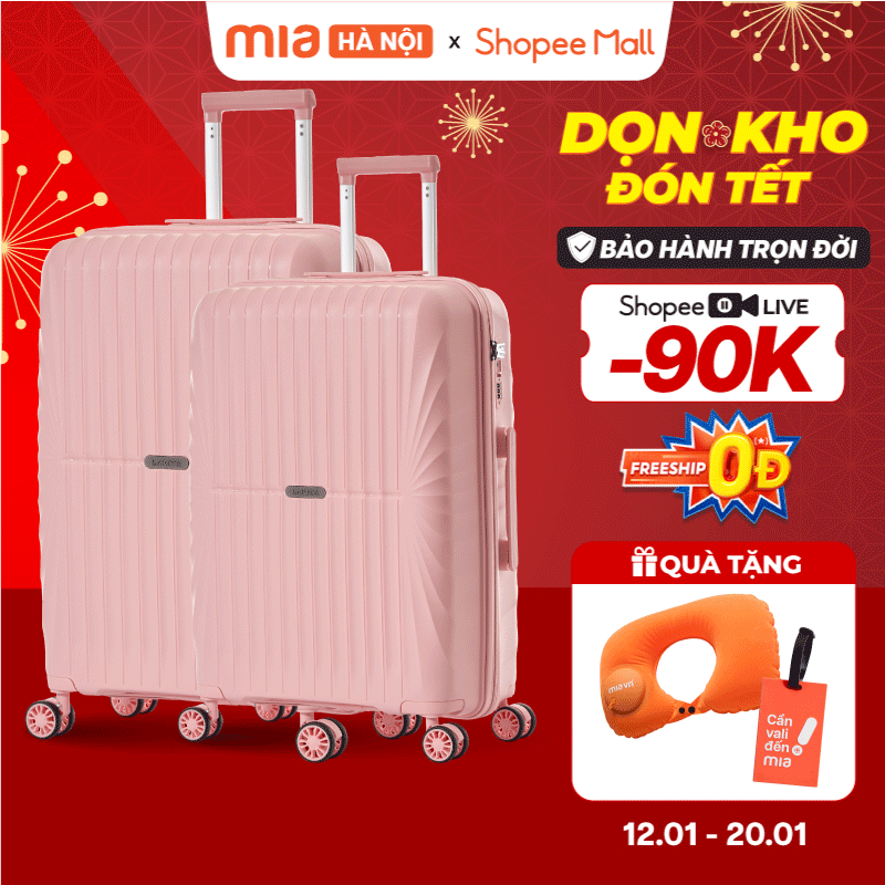 Combo 2 Vali Kéo MIA Du Lịch JUDEN - Size 20/24/28, Nhựa PP Hạn Chế Bể Vỡ, Chống Vỡ Tuyệt Đối, Bảo H
