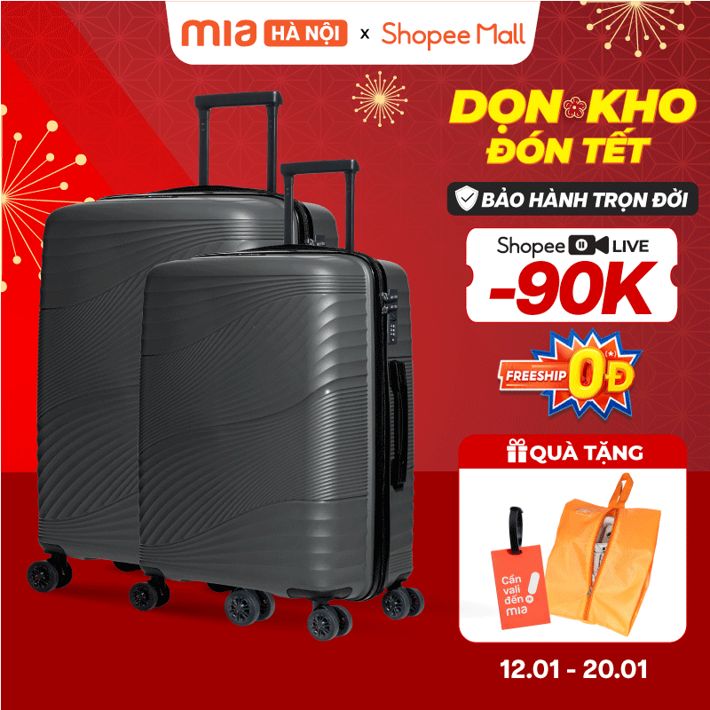 [🔥COMBO TIẾT KIỆM ] Combo 2 Vali Kéo MIA Du Lịch ZENI - Size 19/24/28, Nhựa PP Bền Bỉ, Hạn Chế Bể Vỡ