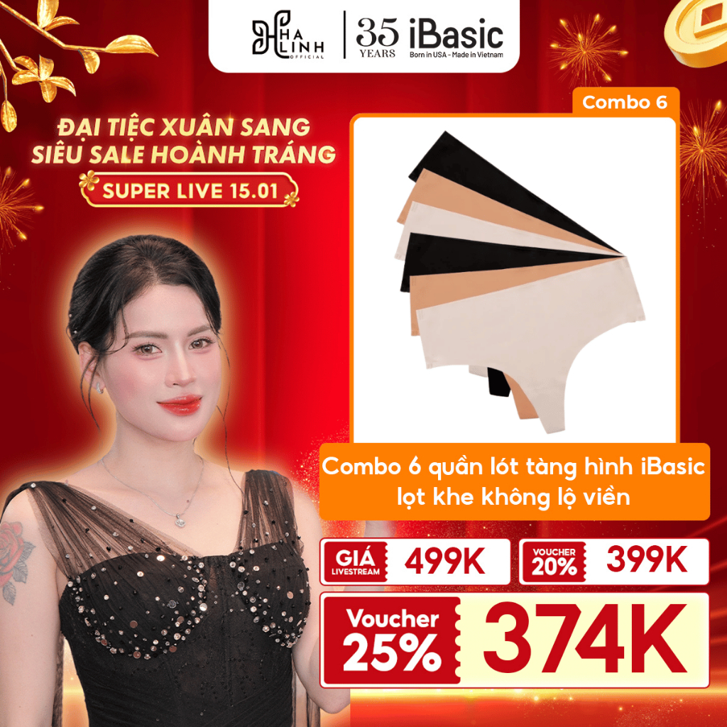 [VHL x iBasic] Combo 6 Quần lót nữ su lạnh iBasic không đường may bonding phom lọt khe PANW202