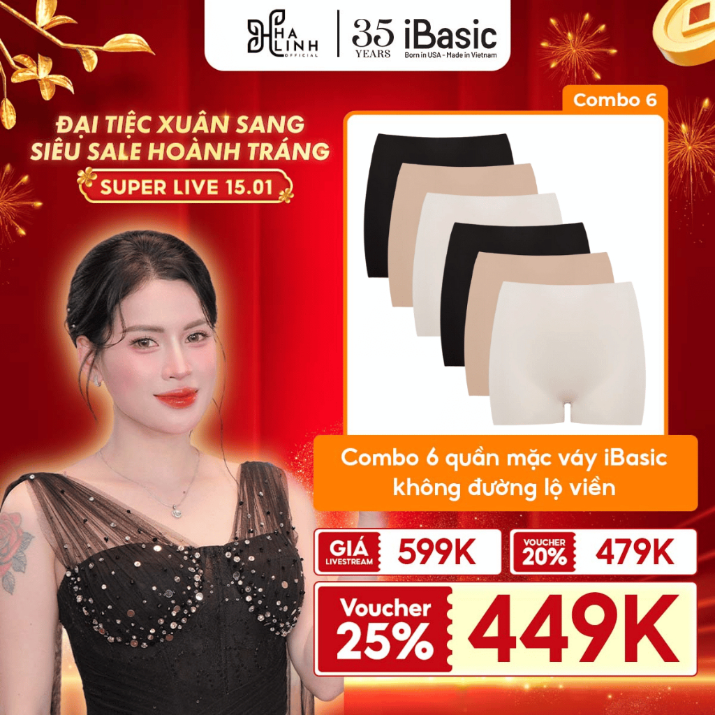 [VHL x iBasic] Combo 6 Quần lót nữ mặc váy iBasic không đường may free cut PANW205