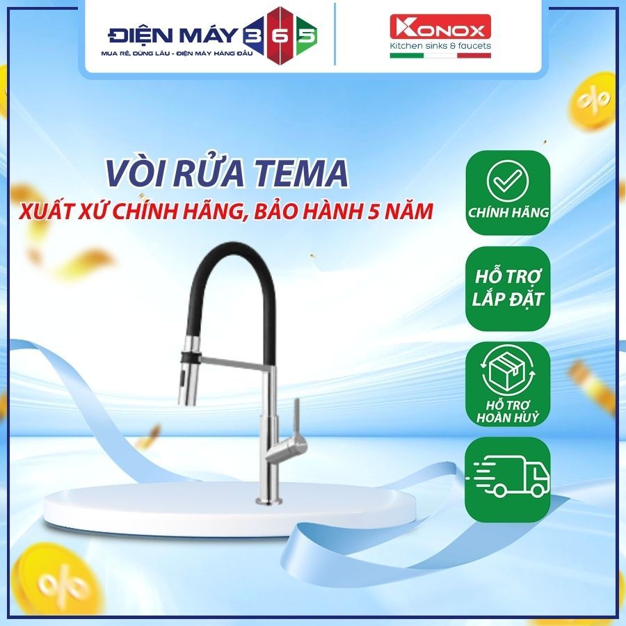 Vòi rửa bát thân mềm Konox Tema