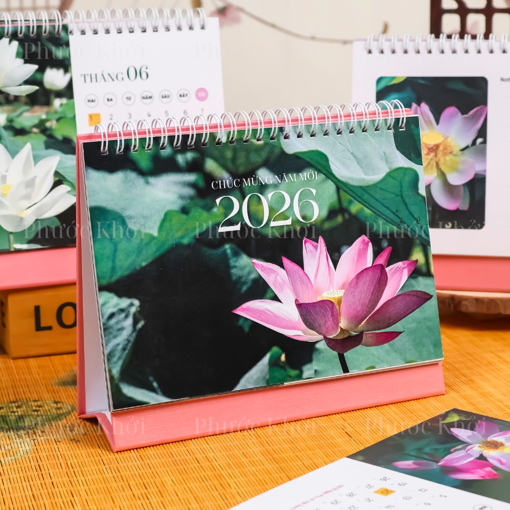Lịch để bàn 2026 Hoa sen Phước Khởi P0016
