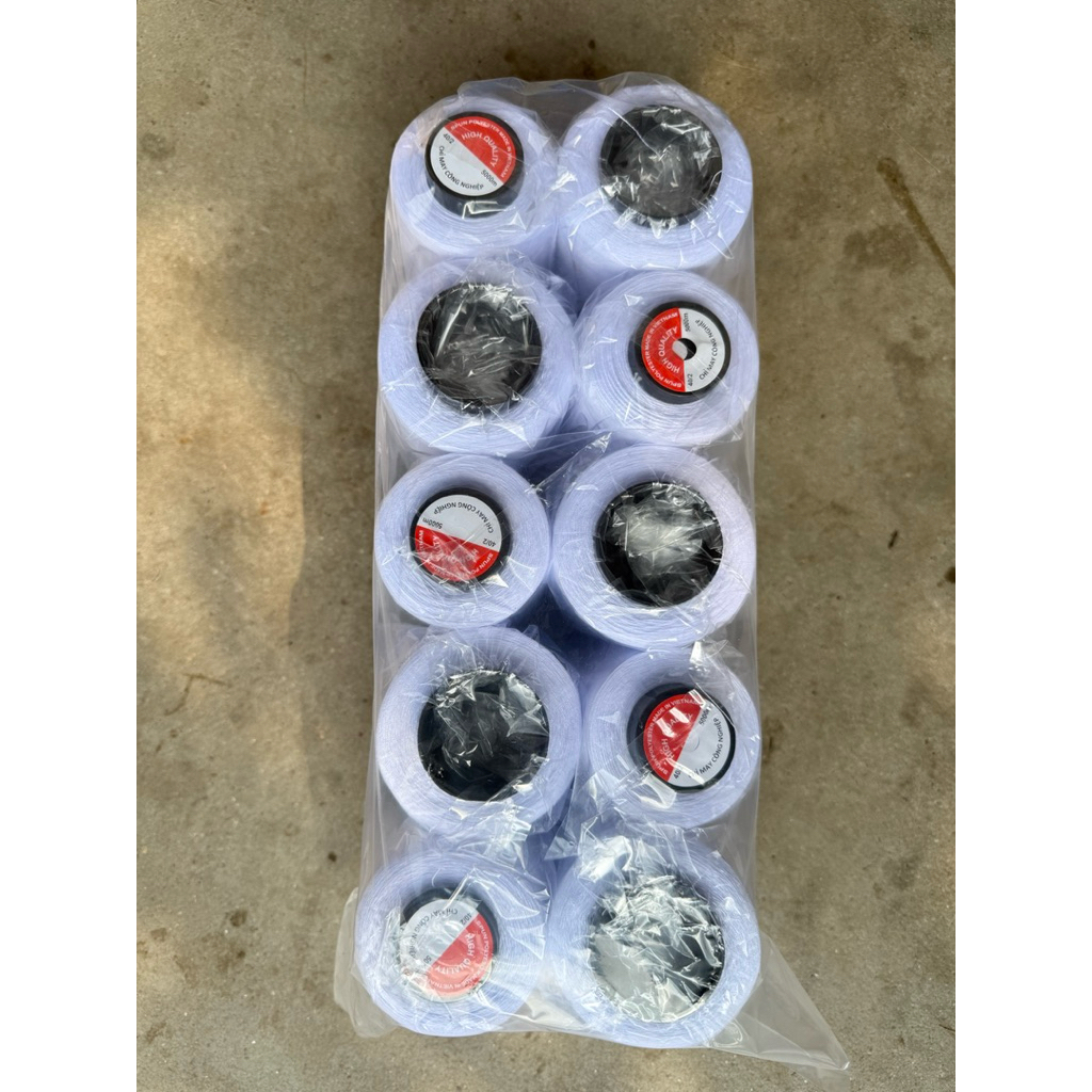 Combo 10 cuộn chỉ may trắng tinh 40/2 5000m