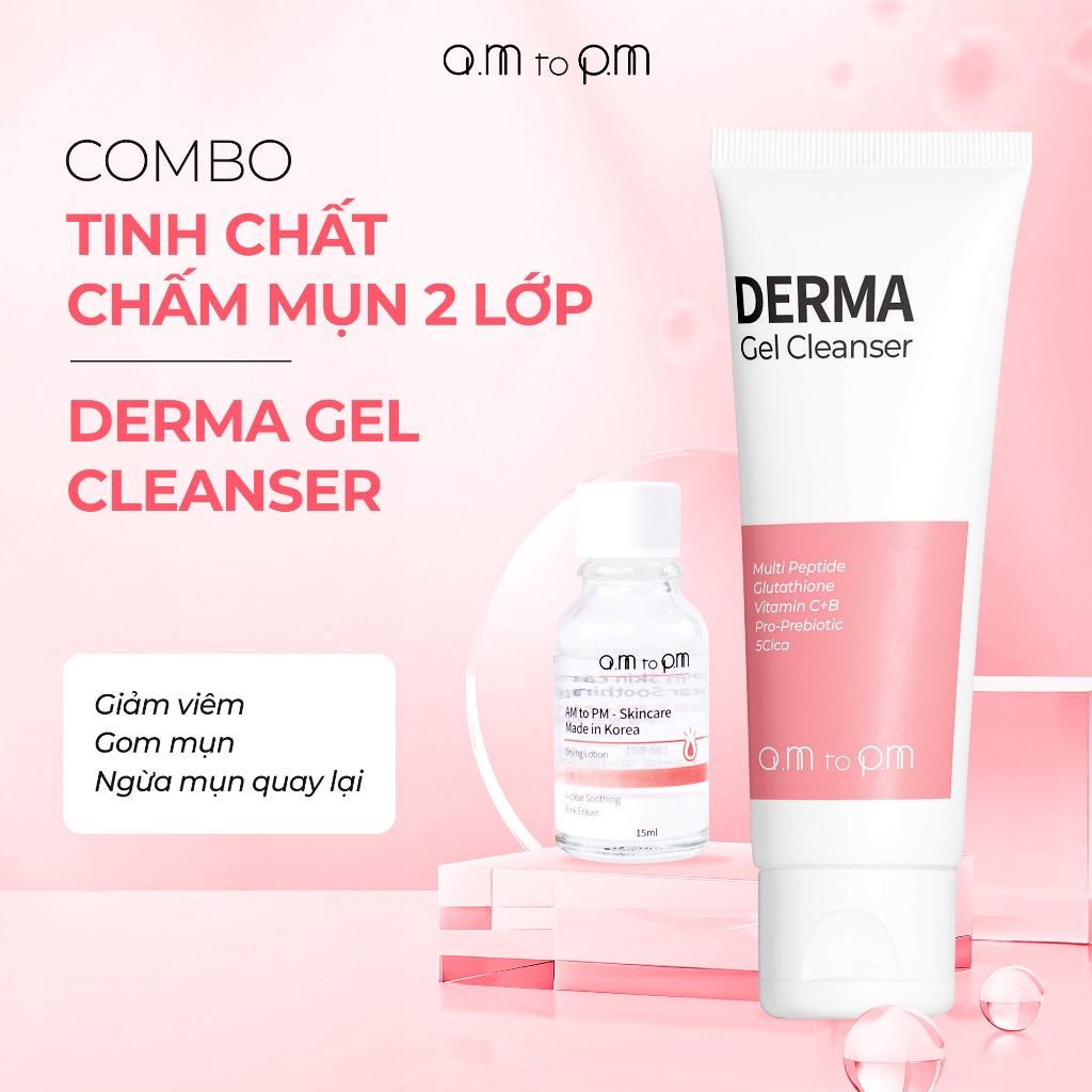 Combo Sữa Rữa Mặt Derma + Tinh Chất Chấm Mụn 2 Lớp AM to PM