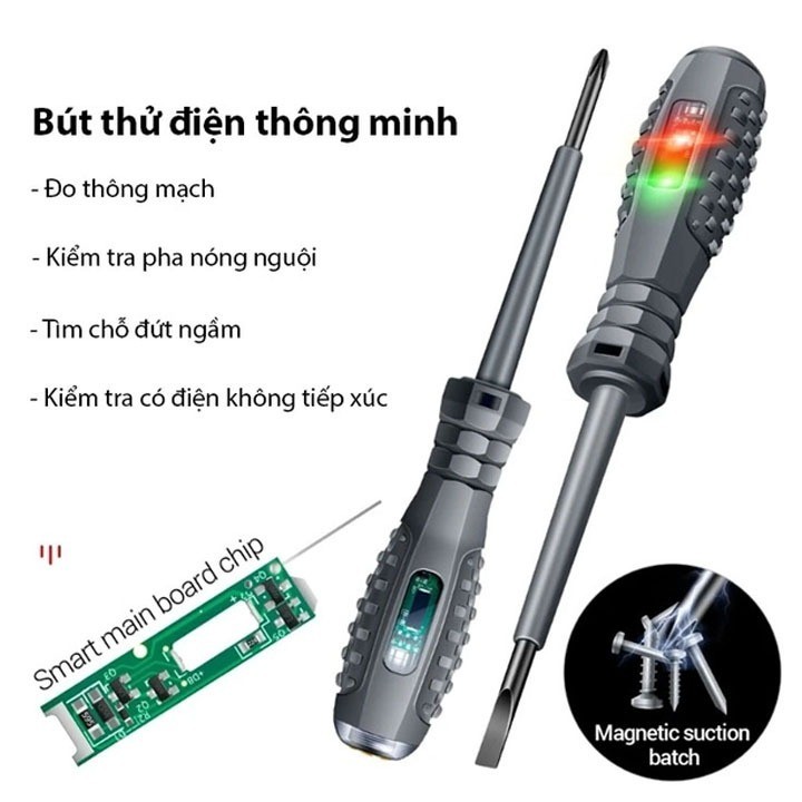 [CÓ VAT] Bút Thử Điện Thông Minh Xiongguan Đo Thông Mạch Cảm Ứng Tìm Đứt Ngầm, Kiêm Tô Vít Đa Năng