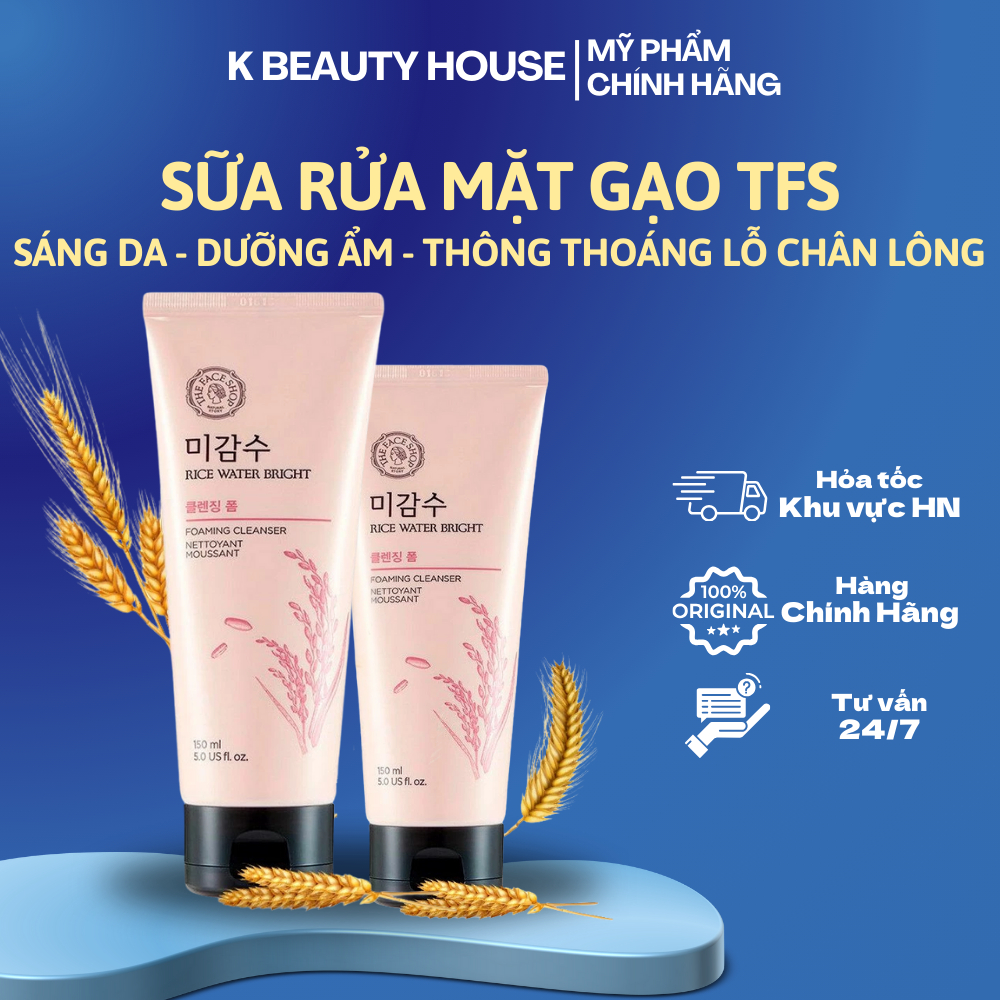 Sữa Rửa Mặt Gạo Hồng The Face Shop Rice Water Bright Cleansing Foam 150ml