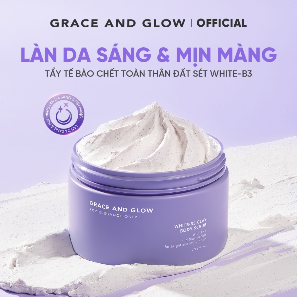 Grace and Glow Tẩy tế bào chết toàn thân sáng da B3 BRIGHTENING SCRUB 220g