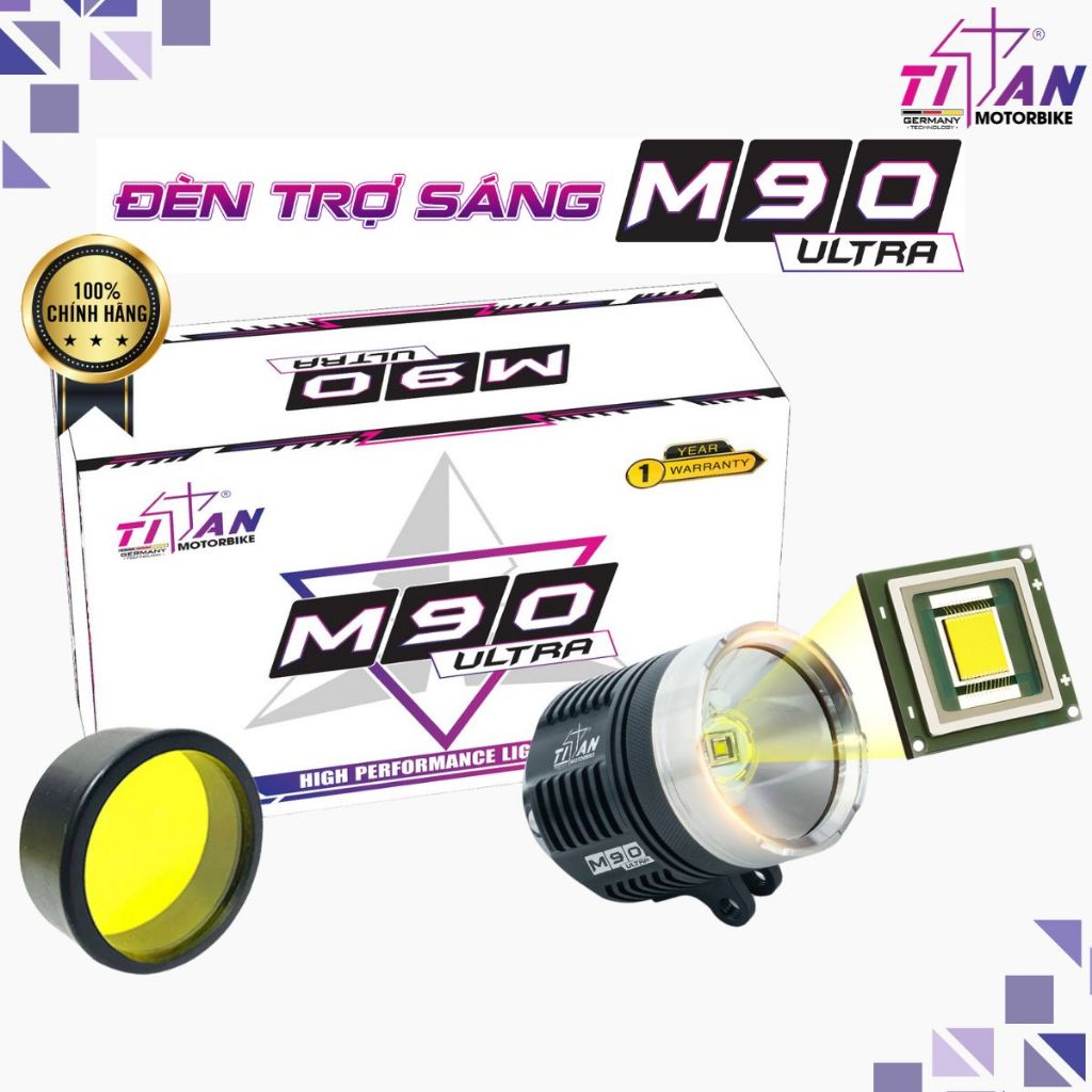Đèn Trợ Sáng TITAN MOTO M90 ULTRA, Công Suất 60W Ánh Sáng Siêu Khủng, Nhẹ Điện, Bảo Hành 1 Năm