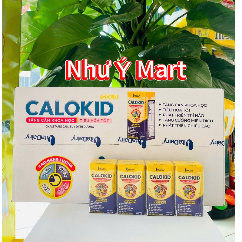 vitadairy- Thùng 48 hộp Sữa pha sẵn CaloKid Gold 110ml cho bé date mới