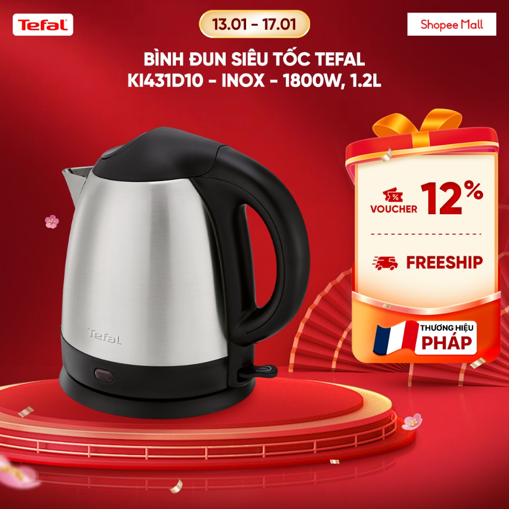 Bình đun siêu tốc Tefal KI431D10 - inox - 1800W, 1.2L