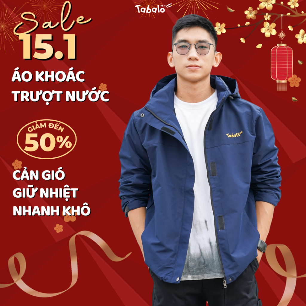 Áo Khoác Gió 2 Lớp Chống Thấm Chính Hãng TABALO MS Resolve Jacket, Form Rộng