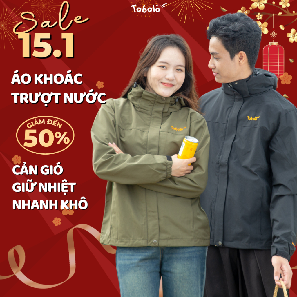 Áo khoác gió nam nữ TABALO Resolve Jacket 2 lớp, Chống Thấm, Form Rộng Unisex
