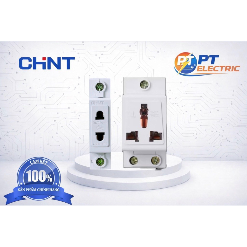 Ổ CẮM CÀI THANH RAY 2 CHẤU AC30-103 - Ổ CẮM CÀI THANH RAY 3 CHẤU AC30-124 - CHINT