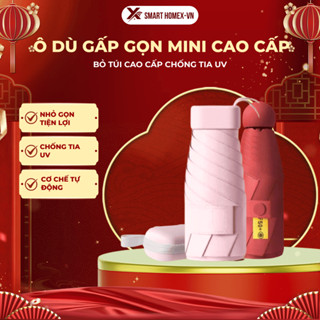 Ô Dù Gấp Gọn Mini Tán Rộng 85cm Bỏ Túi Cao Cấp Chống Tia UV Kèm Hộp Đựng Tiện Lợi, Ô Mini Thời Trang Nhiều Màu Nhỏ Gọn