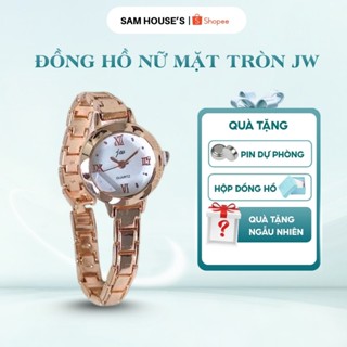 Đồng Hồ Nữ Mặt Tròn Jw Dây Hợp Kim Kèm Dụng Cụ Cắt Mắt (Tặng Hộp + Pin)