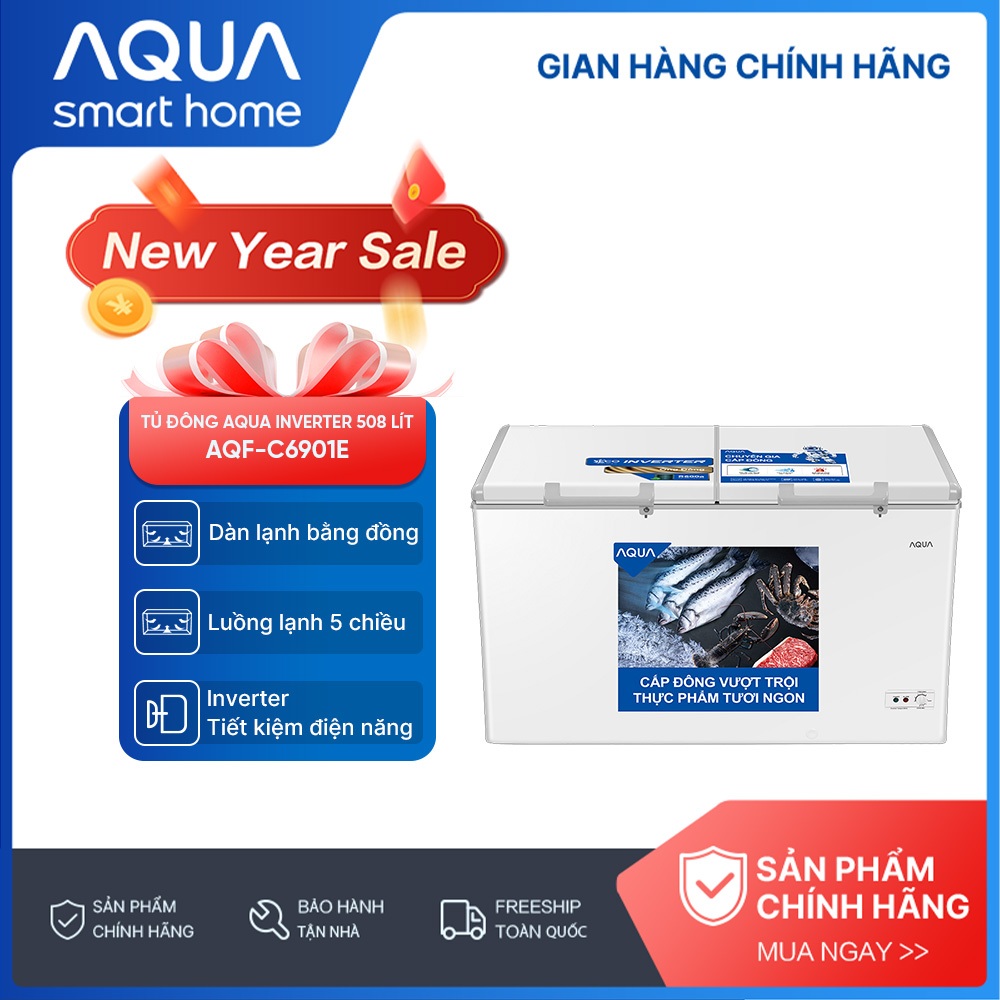Tủ đông Aqua Inverter 519 Lít AQF-C6901E