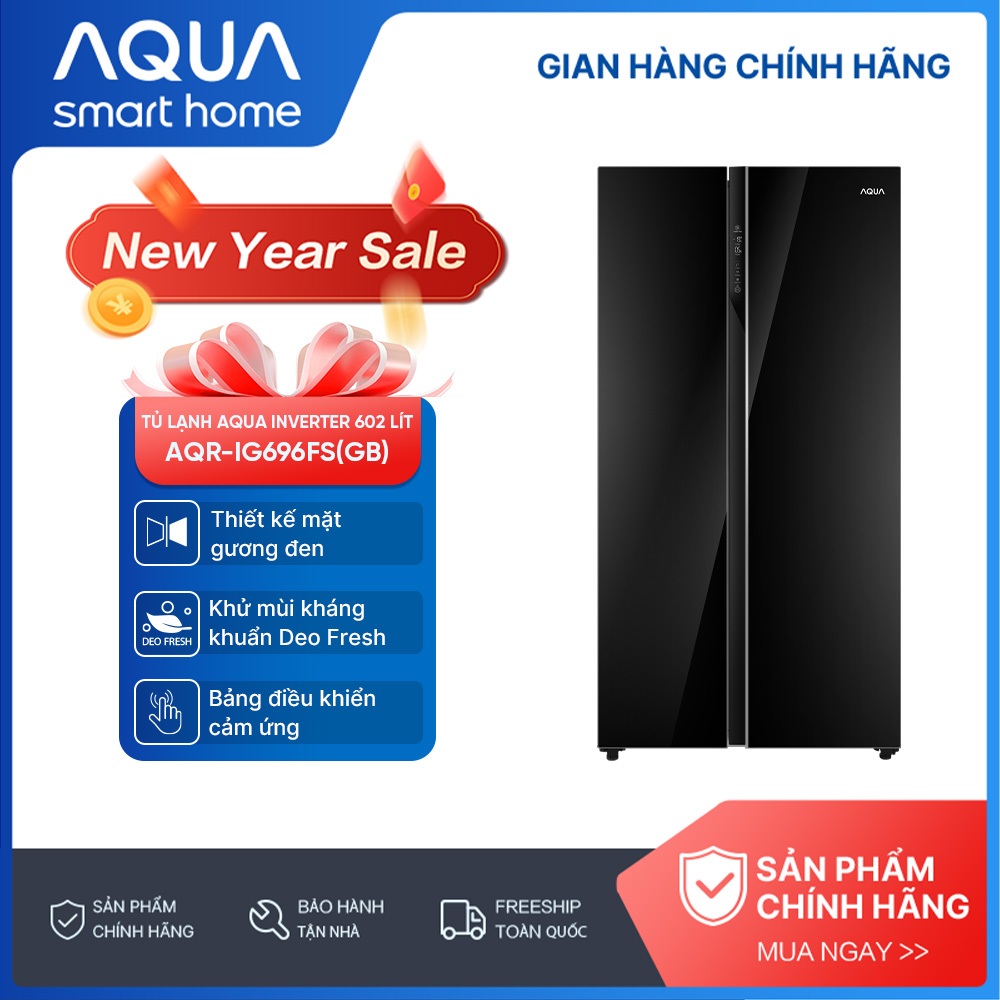 [SALE SỐC] Tủ lạnh Aqua Inverter 602 lít Side By Side AQR-IG696FS(GB) - Freeship toàn quốc - Bảo hàn