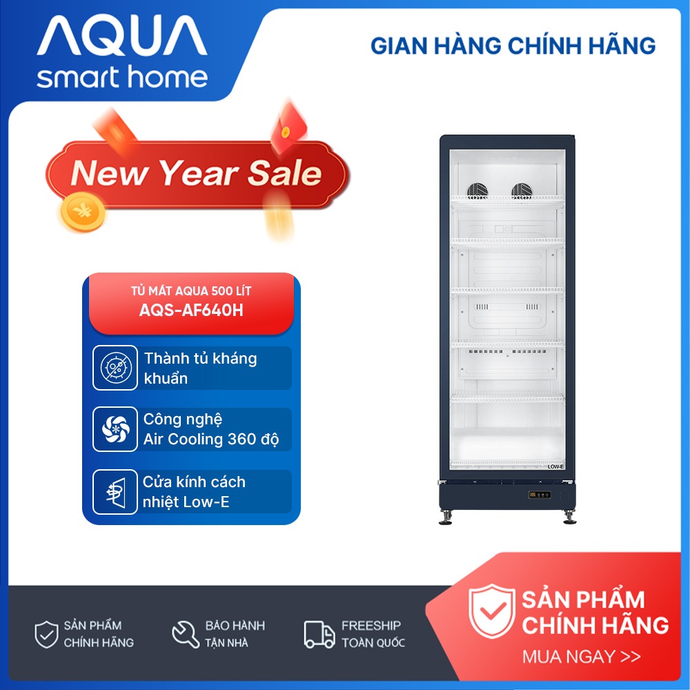 {SẢN PHẨM MỚI 2025] Tủ mát AQUA 500 lít AQS-AF640H - Làm lạnh 360 độ - 6 ngăn mát - Freeship