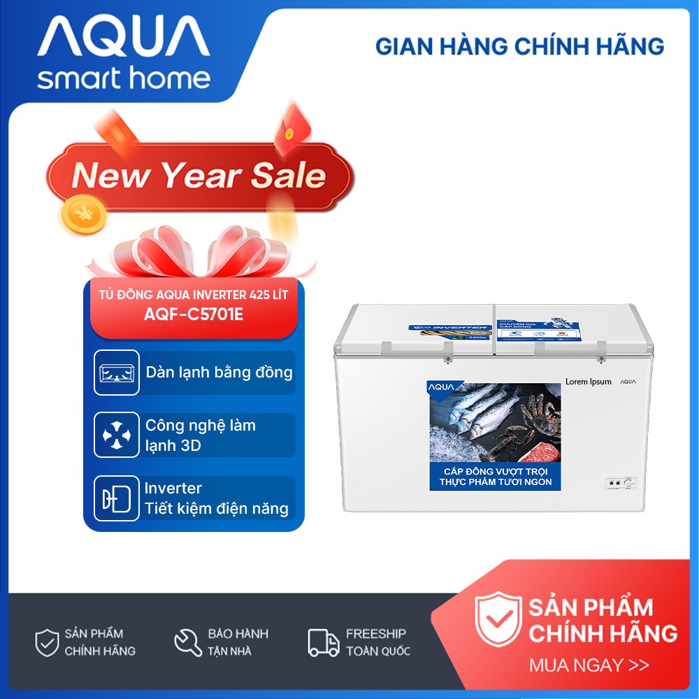 Tủ đông Aqua Inverter 425 lít AQF-C5701E - Hàng chính hãng