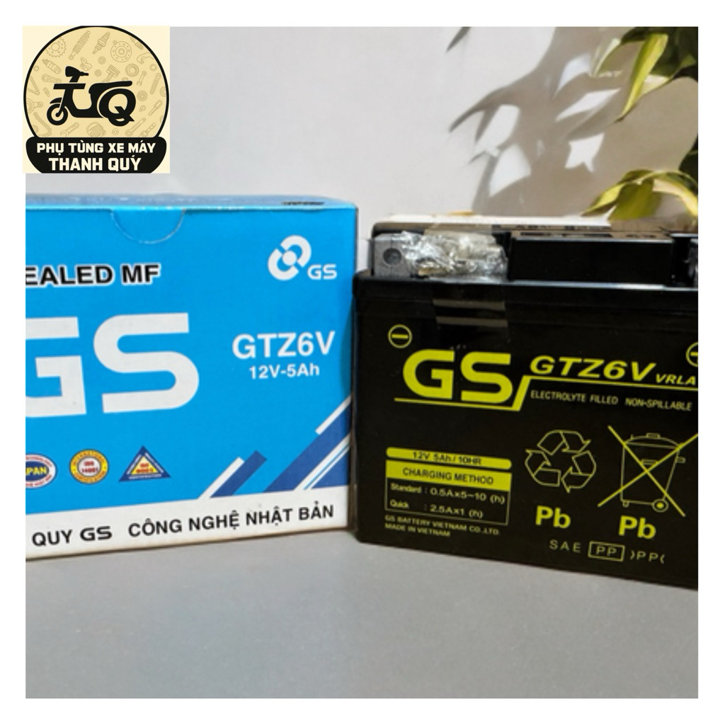 Bình Ắc Quy xe máy khô miễn bảo dưỡng GS GTZ6V(12V-5Ah)