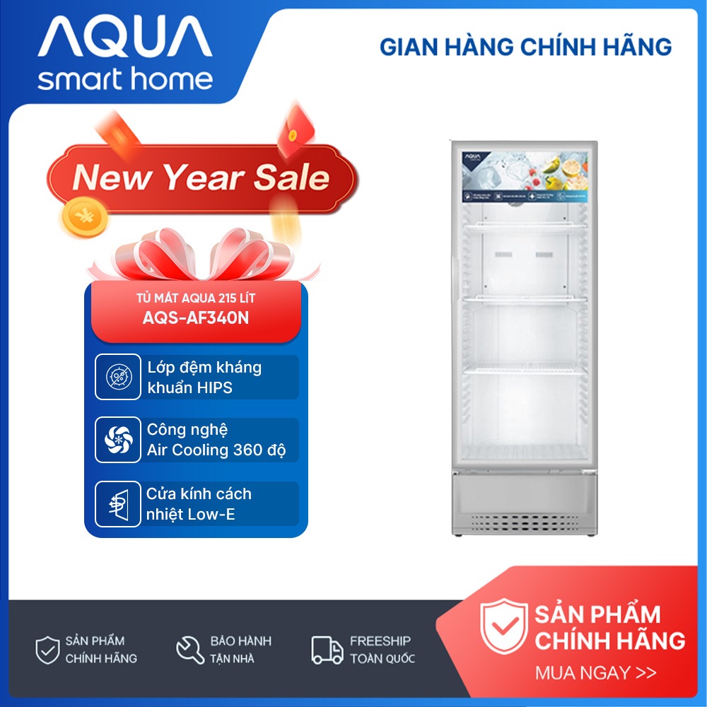 Tủ mát Aqua 215 Lít AQS-AF340N - Hàng chính hãng