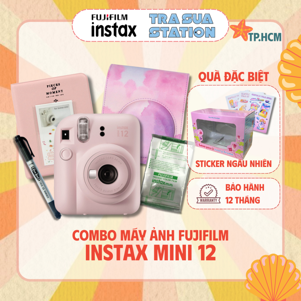 Combo Instax Mini 12 - Bộ máy và phụ kiện chụp ảnh lấy liền Fujifilm Instax Mini 12