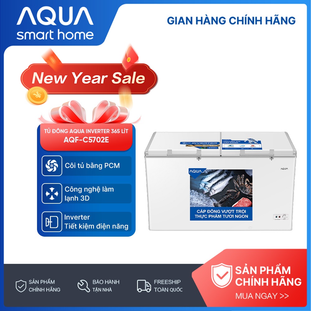 Tủ đông Aqua Inverter 365 Lít AQF-C5702E - Hàng chính hãng