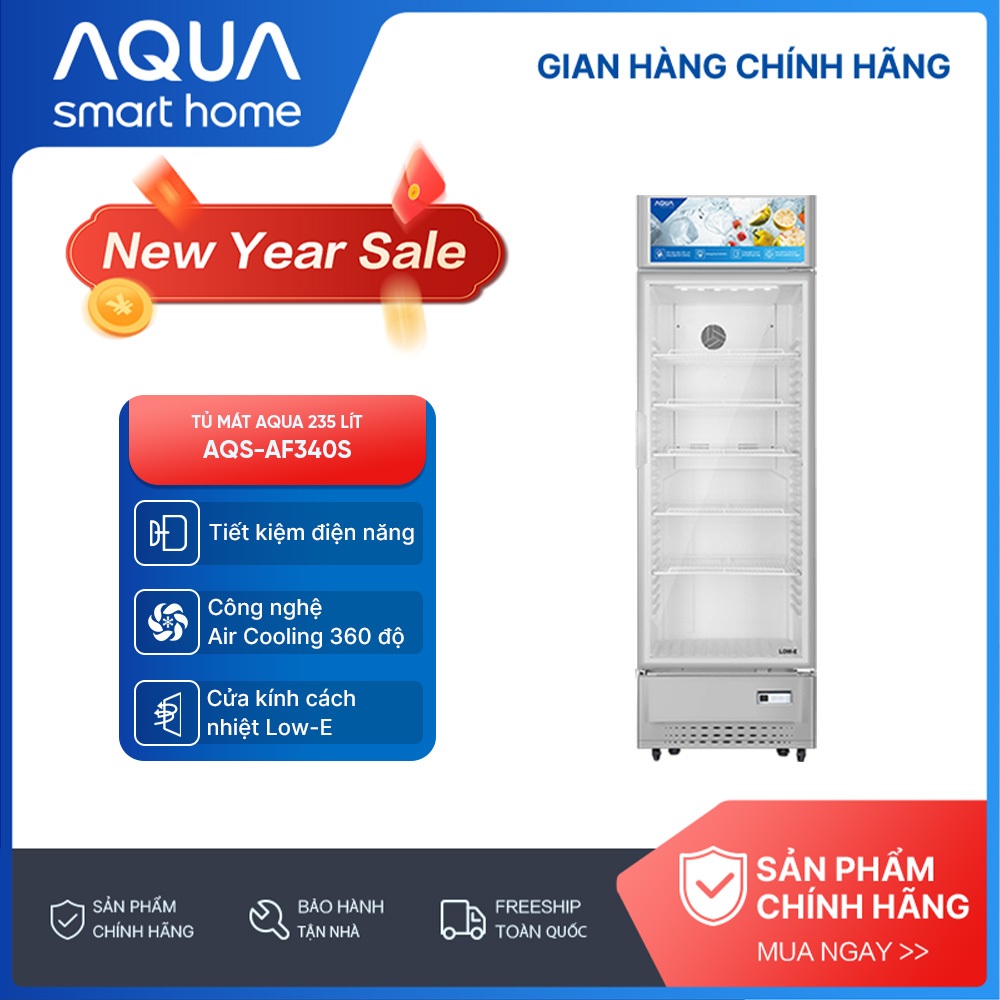 Tủ mát Aqua 235 Lít AQS-AF340S - Freeship toàn quốc