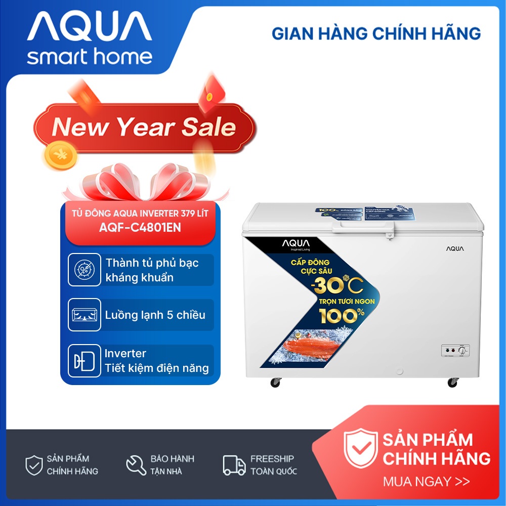 Tủ đông Aqua Inverter 379 Lít AQF-C4801EN - Hàng chính hãng