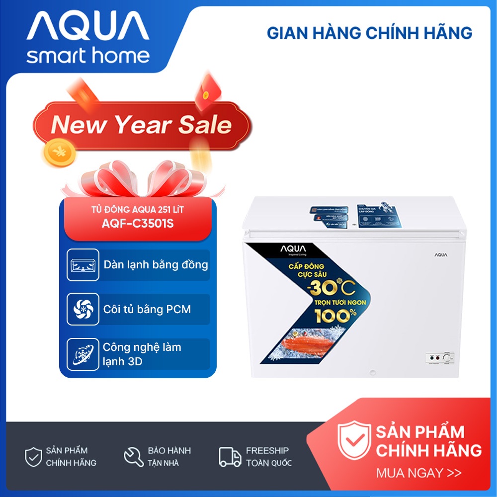 Tủ Đông Aqua 251 Lít AQF-C3501S - Freeship toàn quốc
