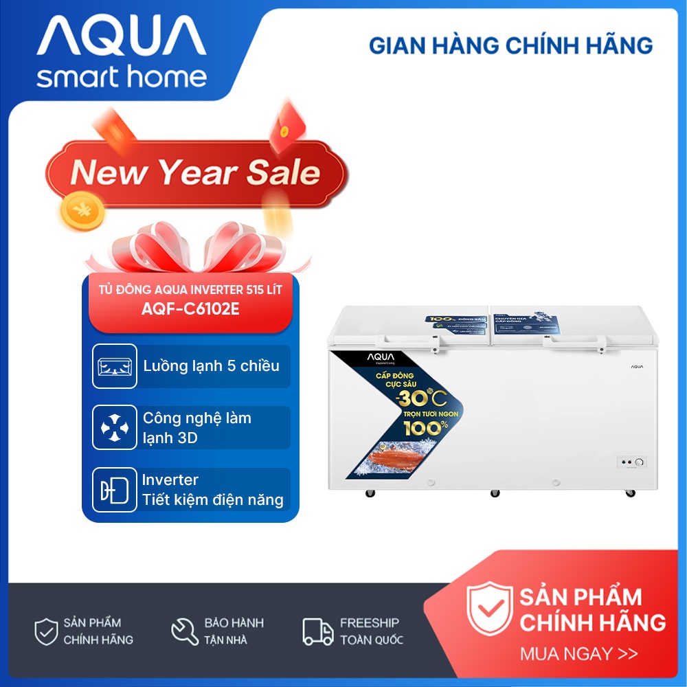Tủ đông Aqua Inverter 515 Lít AQF-C6102E