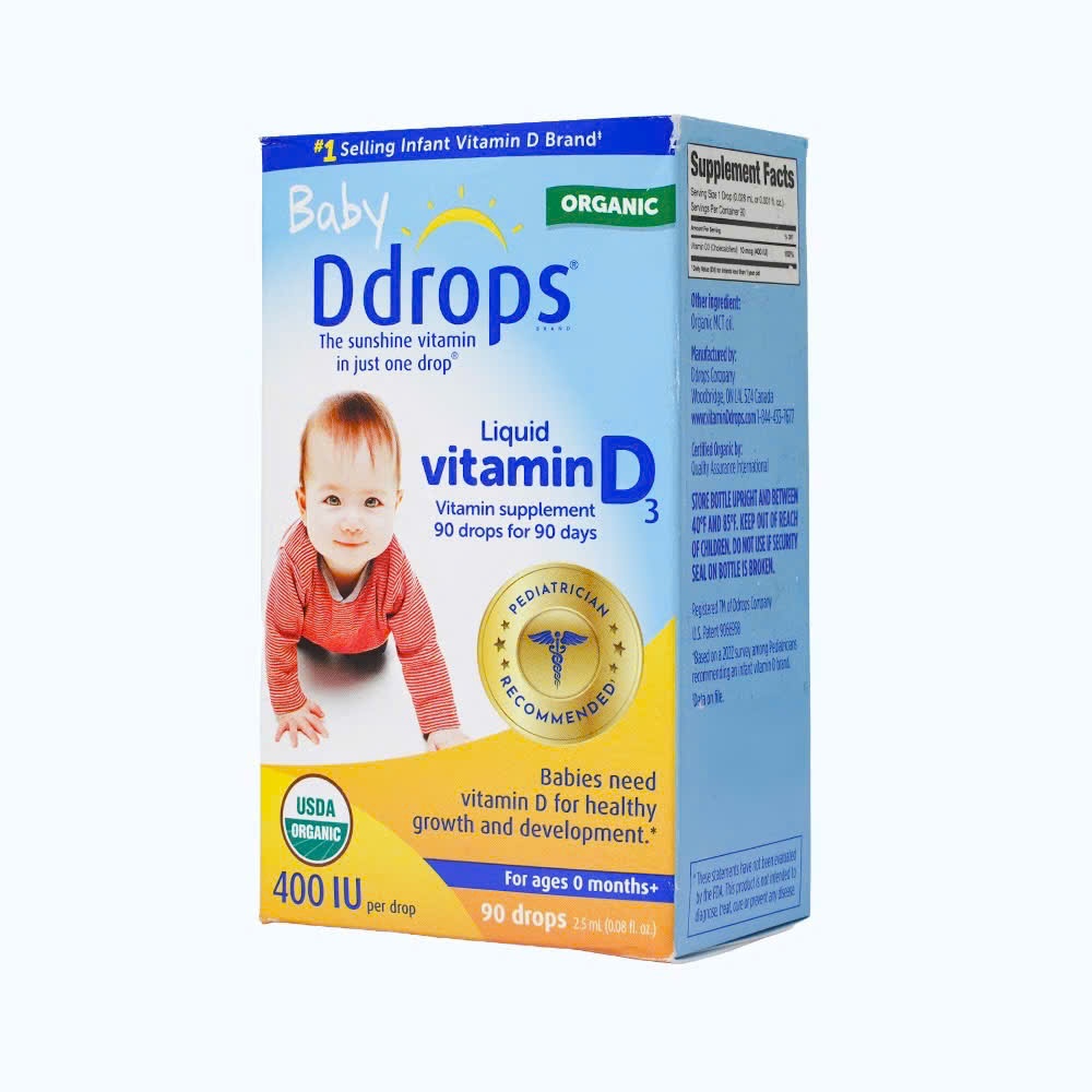 [Nhập khẩu chính ngạch] Baby Ddrops Liquid Vitamin D3 400 IU - Vitamin D3 cho bé (90 giọt)