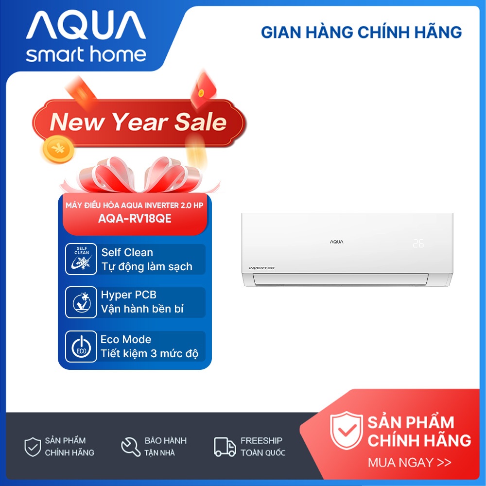 Máy điều hòa Aqua Inverter New Clean Cool 2.0 HP AQA-RV18QE