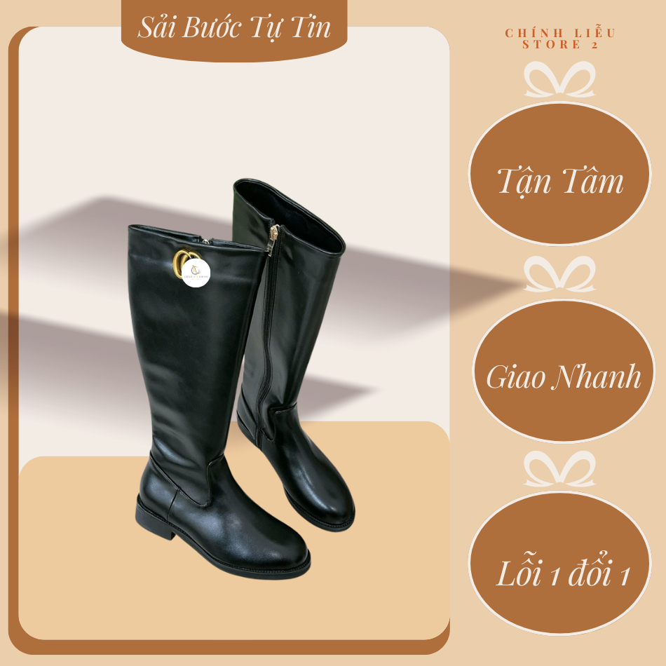 BỐT CAO CỔ DA TRƠN PHỐI KIM LOẠI – FORM ĐỨNG SANG GỌN – CL STORE 2