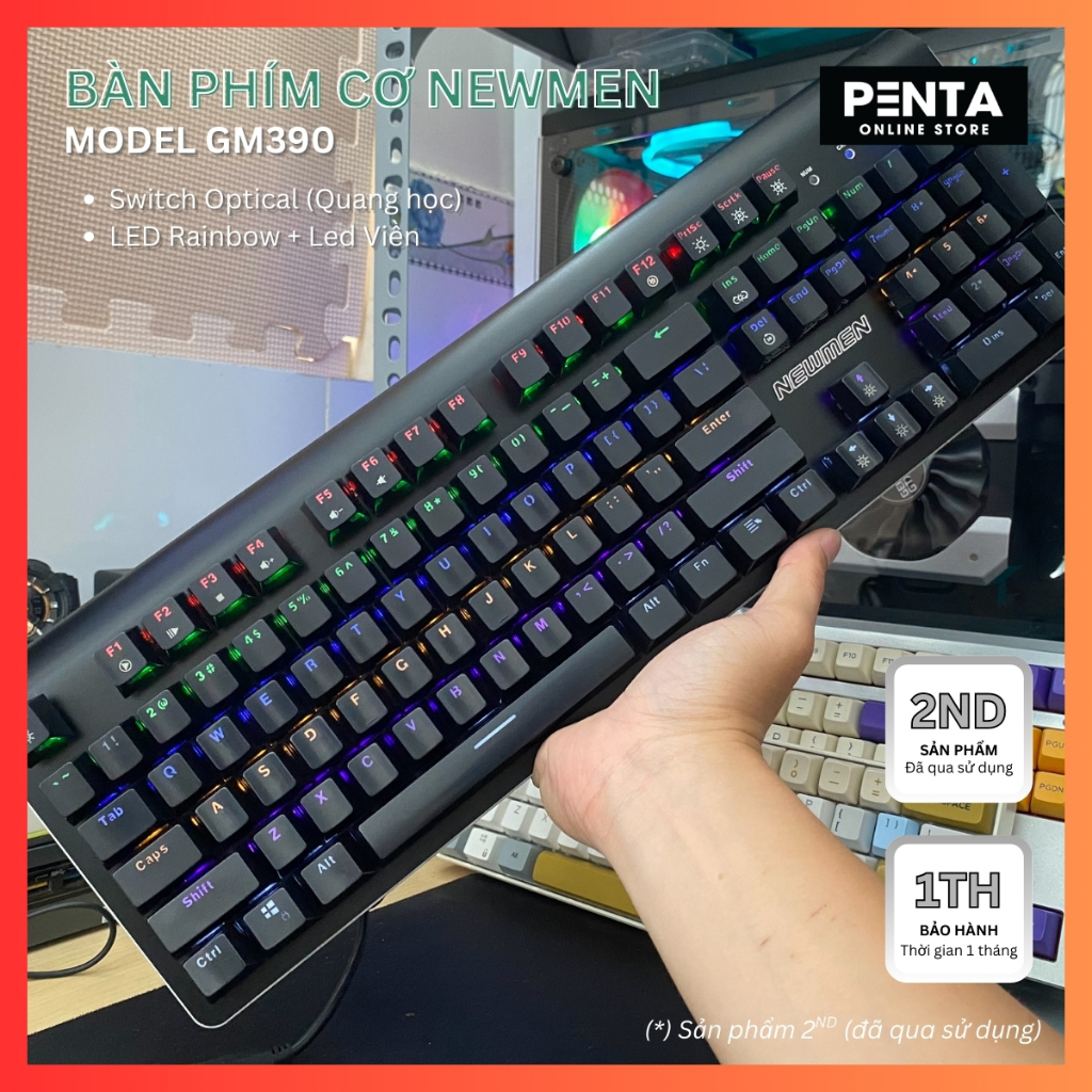 Bàn phím cơ Newmen GM390, bàn phím chơi game 2ND thanh lý, hoạt động tốt, không loạn liệt, có LED