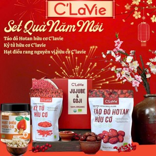 Bộ quà tặng Tết Táo đỏ Hotan/Kỷ tử hữu cơ/Hạt điều rang nguyên vị hữu cơ C'lavie