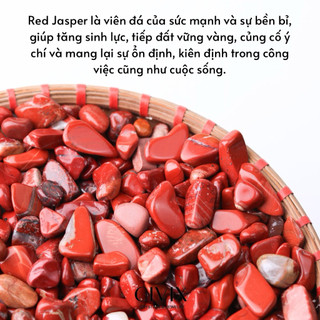 Vụn đá RED JASPER ( ngọc bích đỏ ) hỗ trợ sức mạnh và sự bền bỉ, giúp tăng sinh lực, ý chí, sự ổn định, kiên định