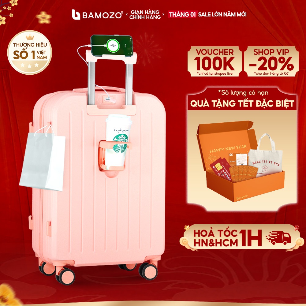 Vali Kéo Du Lịch Bamozo Size 20/24 Cao Cấp Chống Xước Bo Góc Tròn Chống Va Đập Bảo Hành 5 Năm_8812
