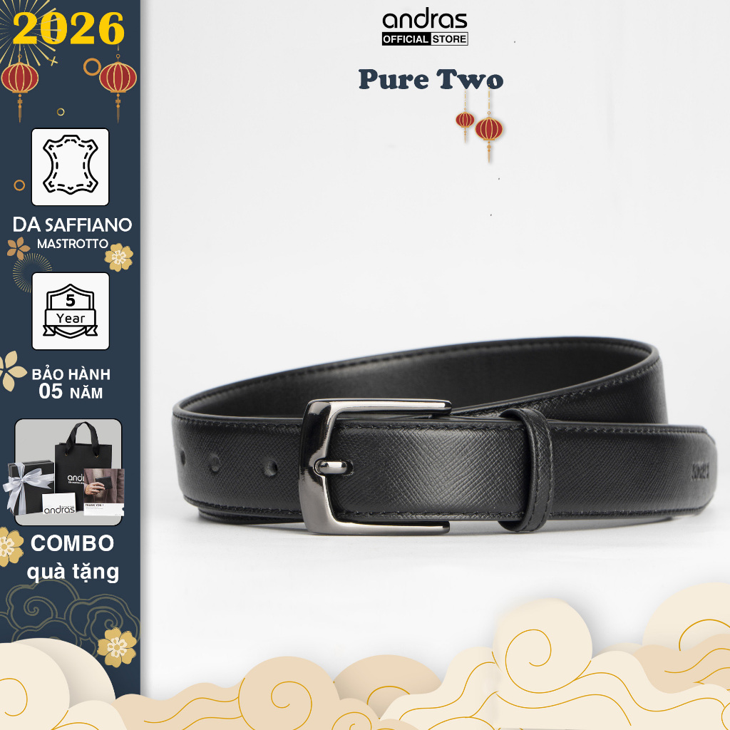 Thắt lưng nam bản nhỏ 2.8cm Pure Two Belt da bò Mastrotto dây lưng khóa kim Andras cao cấp - TL08